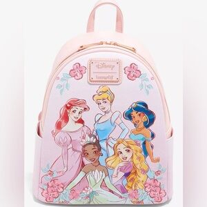 Loungefly Mini Backpack w/ card holder - Disney Princesses Pink Floral